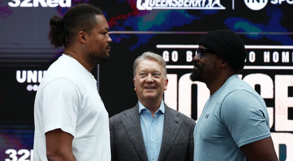 Joe Joyce and Derek Chisora face off