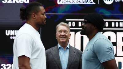 Joe Joyce and Derek Chisora face off