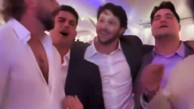 Josh Allen having fun at wedding