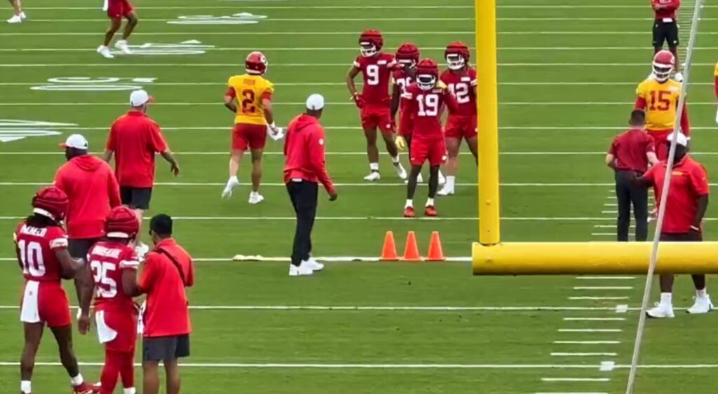 Kadarius Toney at practice with Chiefs players