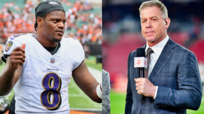 Photos of Lamar Jackson and Troy Aikman