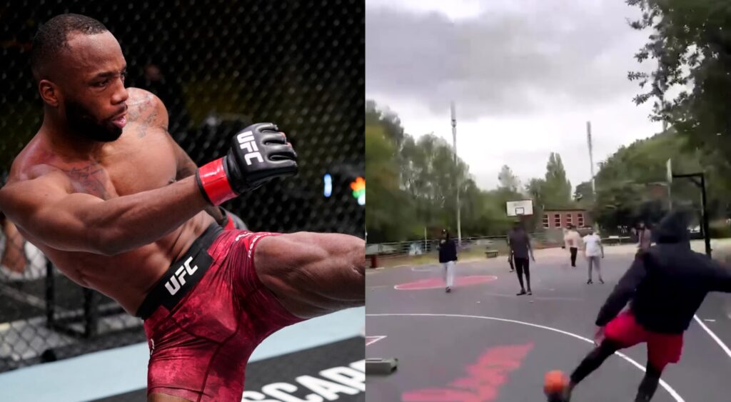 Leon Edwards makes a perfect hoop shot