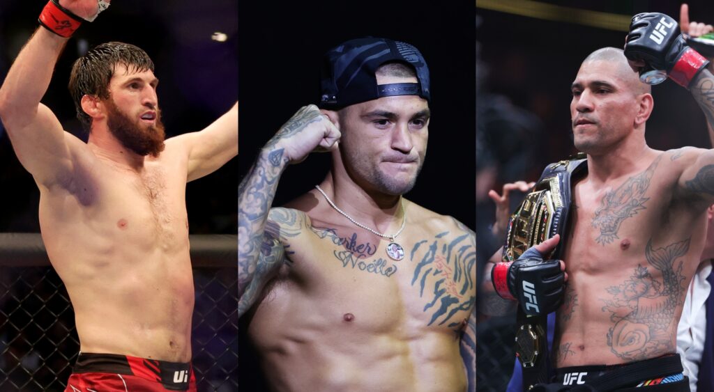 Magomed Ankalaev, Dustin Poirier and Alex Pereira