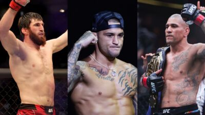 Magomed Ankalaev, Dustin Poirier and Alex Pereira