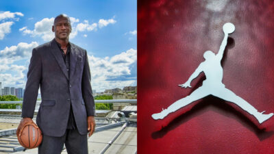 Photos of Michael Jordan and Jumpman logo