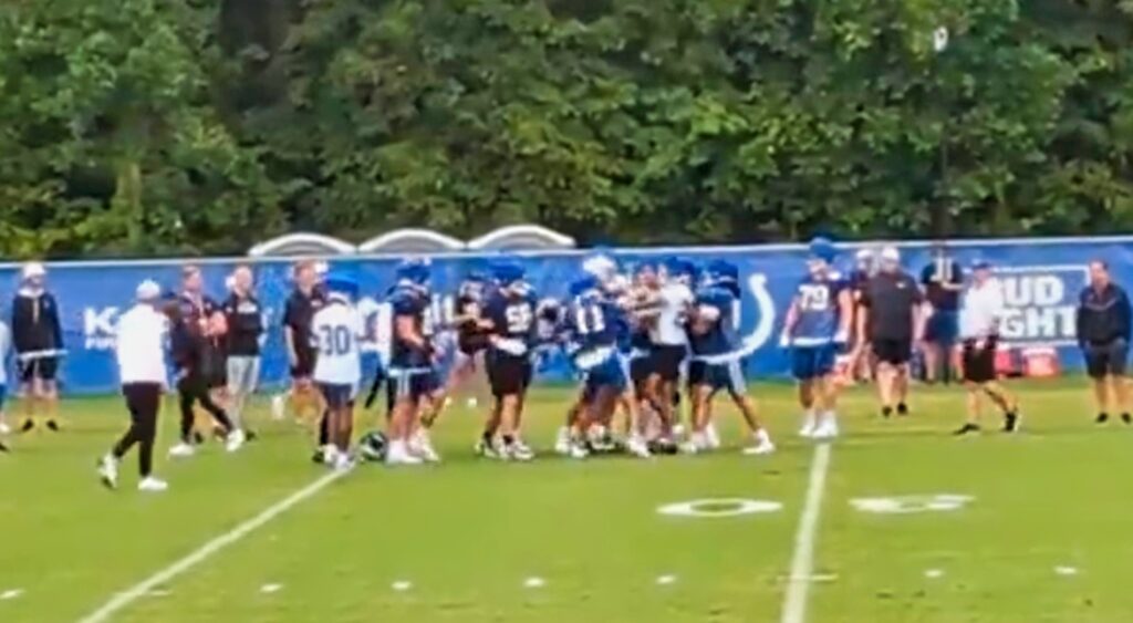 Michael Pittman throws hands during fight at Colts practice.