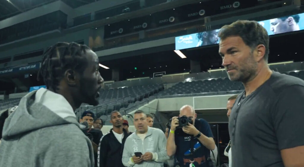 Terence Crawford and Eddie Hearn verbally spar each other