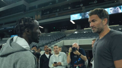 Terence Crawford and Eddie Hearn verbally spar each other