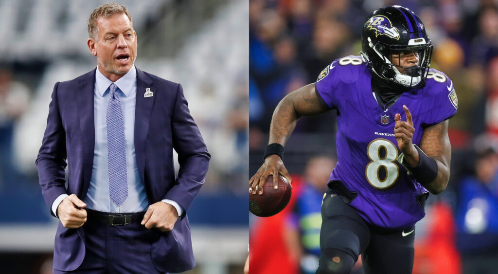 Photos of Troy Aikman and Lamar Jackson