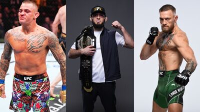 Dustin Poirier, Islam Makhachev, and Conor McGregor