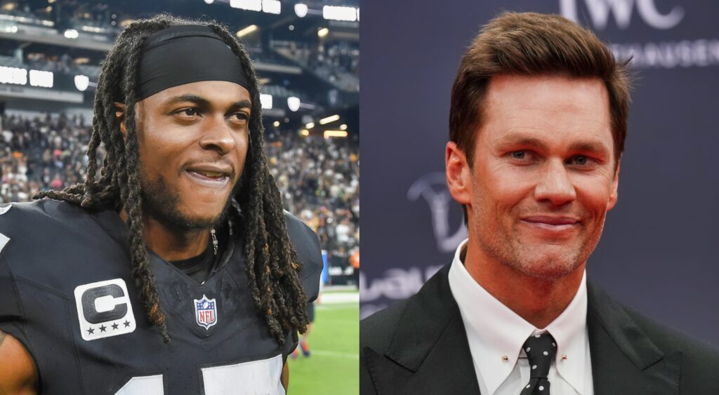 Davante Adams (esquerda) e Tom Brady (direita) observando.