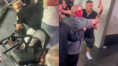 Photos from fight between San Francisco 49ers and Las Vegas Raiders fan