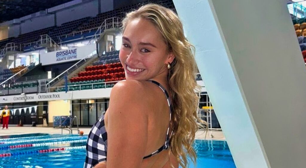 Alysha Koloi posing by the pool