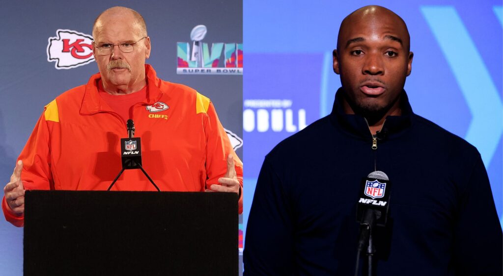 Andy Reid[L] and DeMeco Ryans [R]