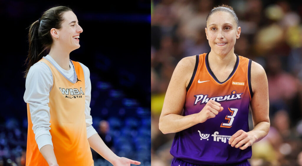 Photos of Caitlin Clark and Diana Taurasi