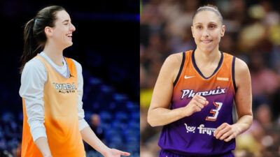 Photos of Caitlin Clark and Diana Taurasi