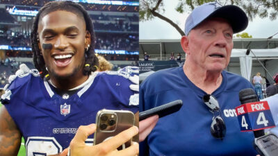 Photos of CeeDee Lamb and Jerry Jones