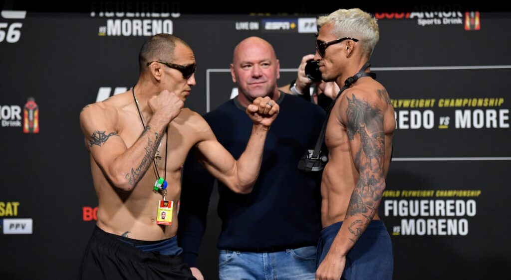 Tony Ferguson and Charles Oliveira of Brazil face off