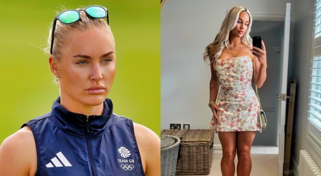 Charley Hull on the course and Charley Hull taking a selfie in a short dress.