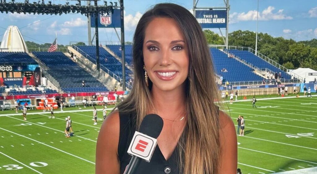 Courtney Cronin reporting from football stadium