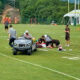 D'Onta Foreman lying on the field