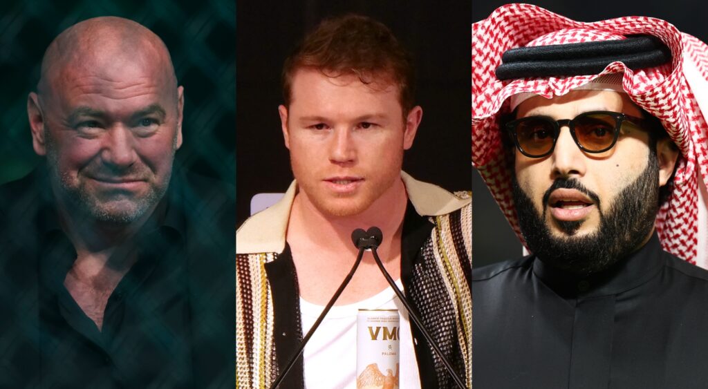 Dana White, Canelo Alvarez and Turki Alalsikh