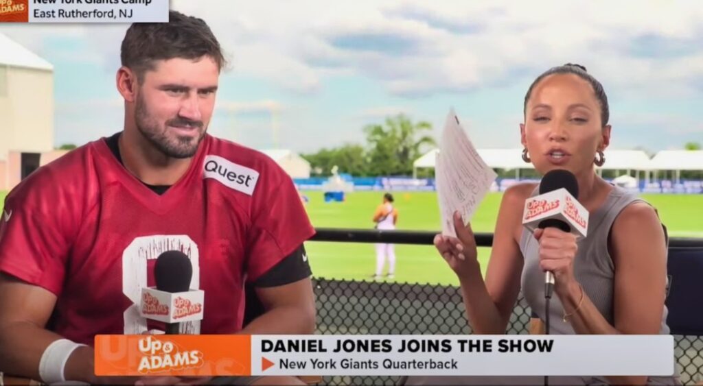 Daniel Jones and Kay Adams during interview