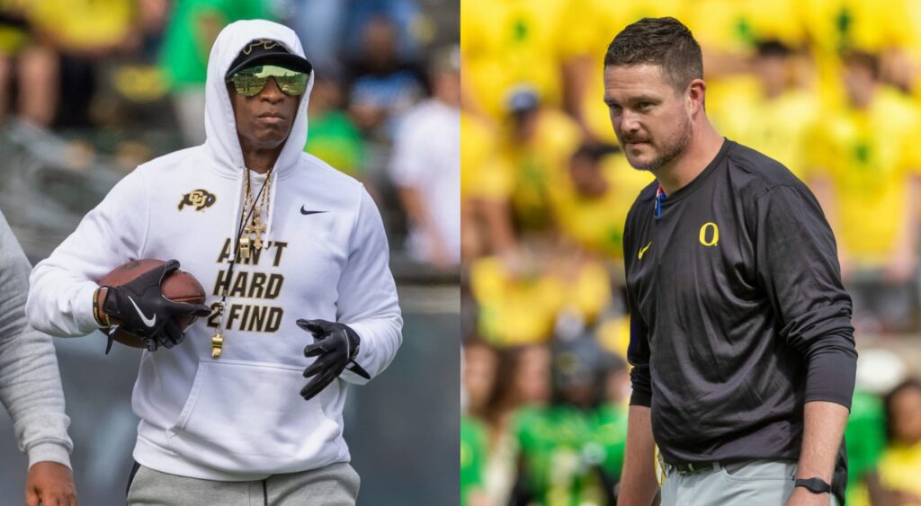 Colorado's Deion Sanders and Oregon's Dan Lanning.