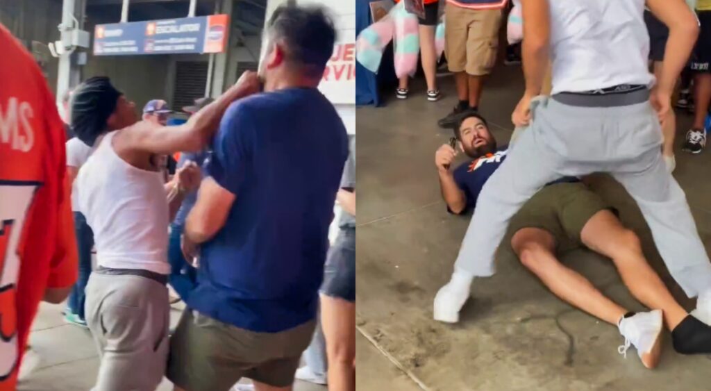 Denver Broncos fans fighting at game