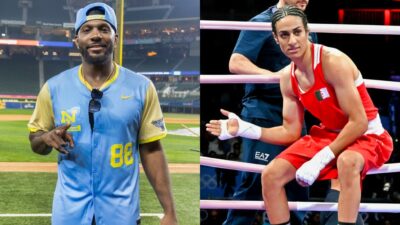 Dez Bryant on baseball field and Imane Khelif in boxing ring