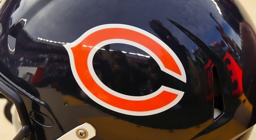 Chicago bears logo on helmet.