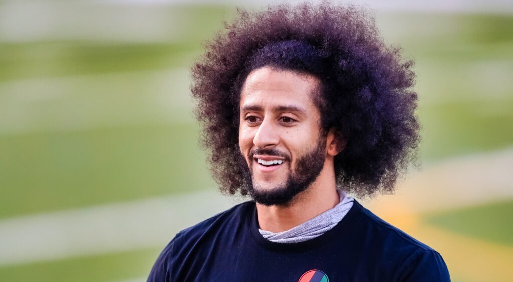 Colin Kaepernick smiling on field