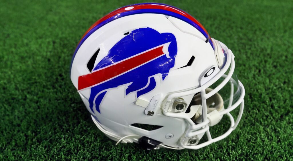 Buffalo Bills helmet on ground that Chase Claypool would've worn