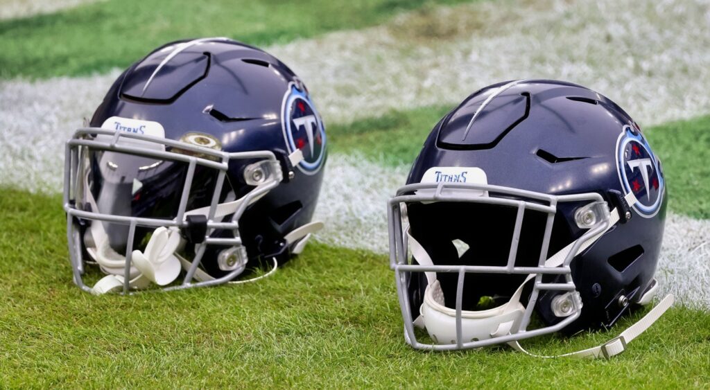 Tennessee Titans helmet shown on field.