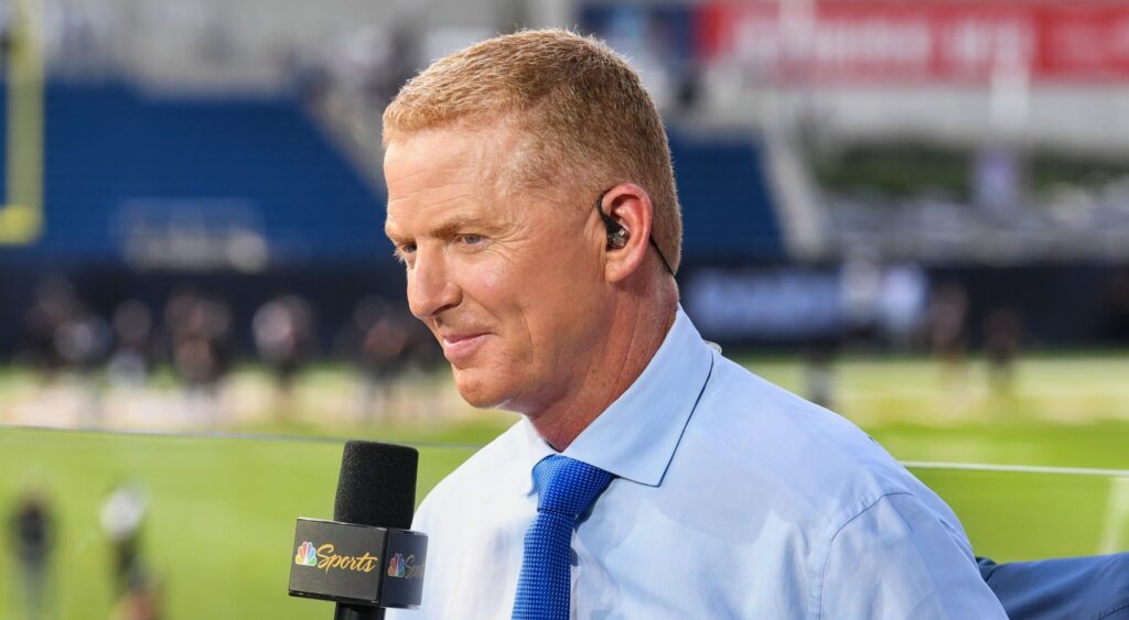 Jason Garrett of NBC looking on.