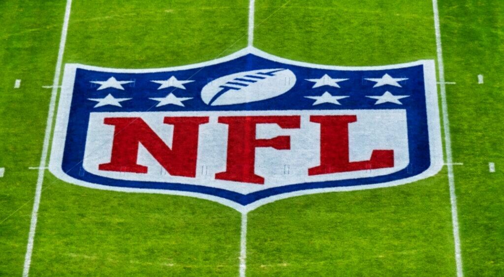 NFL logo shown on field. The league suspended former Saints wide receiver Michael Thomas.