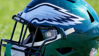 Photo od an Eagles helmet for article on Jahan Dotson