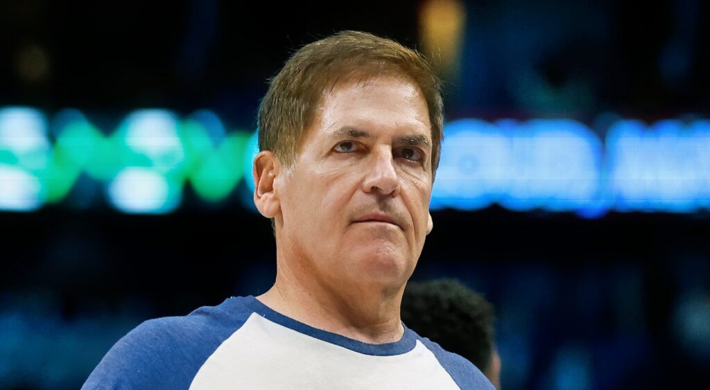 Dallas Mavericks owner Mark Cuban looking on.