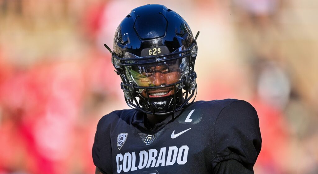 Shedeur Sanders of Colorado Buffaloes looking on.