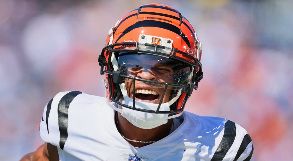 Ja'Marr Chase of Cincinnati Bengals looking on.