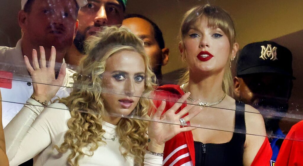 Brittany Mahomes and Taylor Swift in skybox