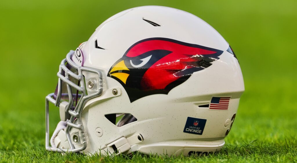 Arizona Cardinals helmet shown on field.