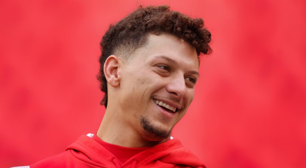 Patrick Mahomes of Kansas City Chiefs smiling.