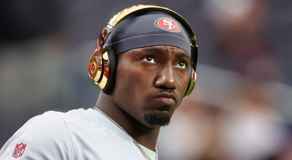 Deebo Samuel of San Francisco 49ers looking on.