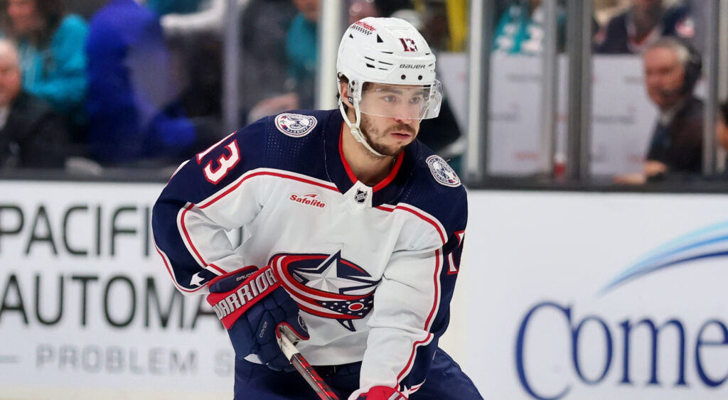 Johnny Gaudreau in Blue Jackets uniform