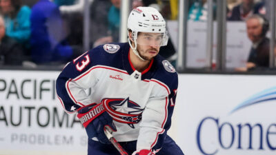 Johnny Gaudreau in Blue Jackets uniform