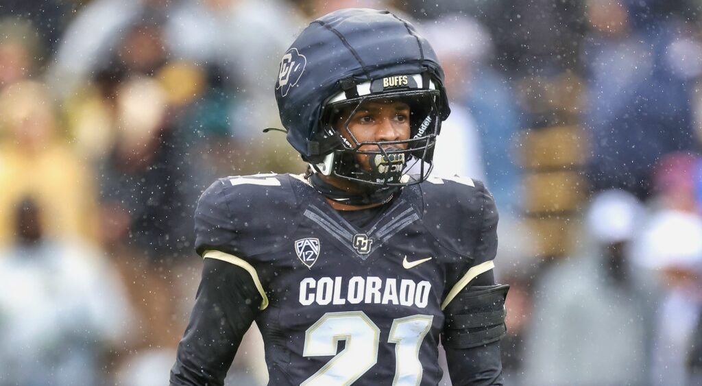 Shilo Sanders looks on during Colorado's spring game.