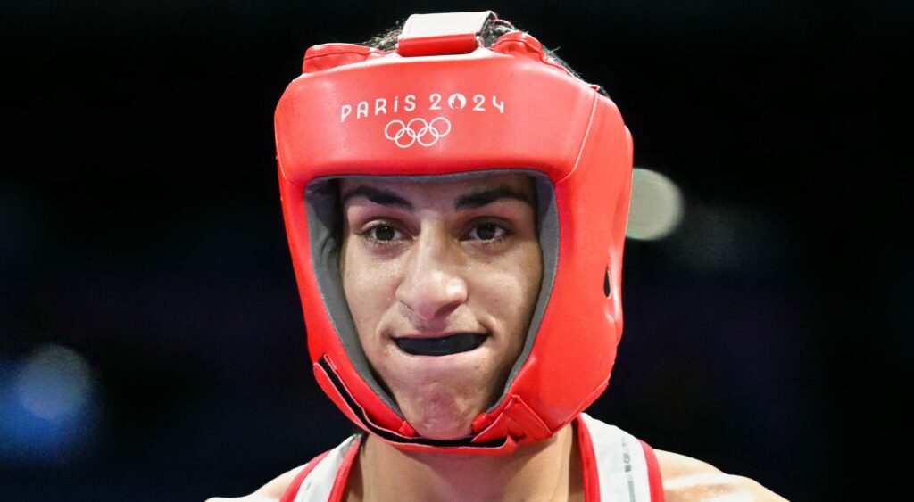 Algeria's Imane Khelif  in boxing ring