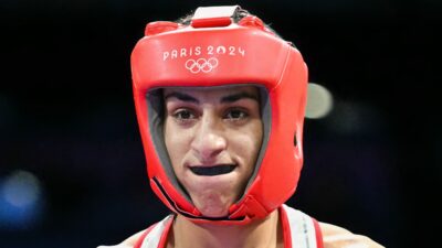 Algeria's Imane Khelif in boxing ring