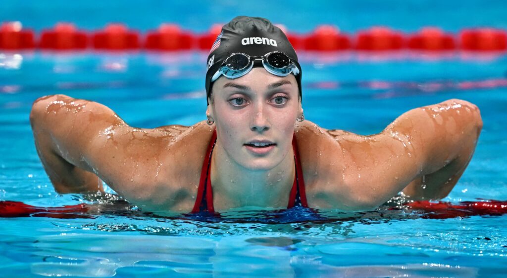 USA Olympic swimmer Alex Walsh after a race.